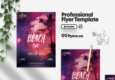 Beach Night Free PSD Flyer Template