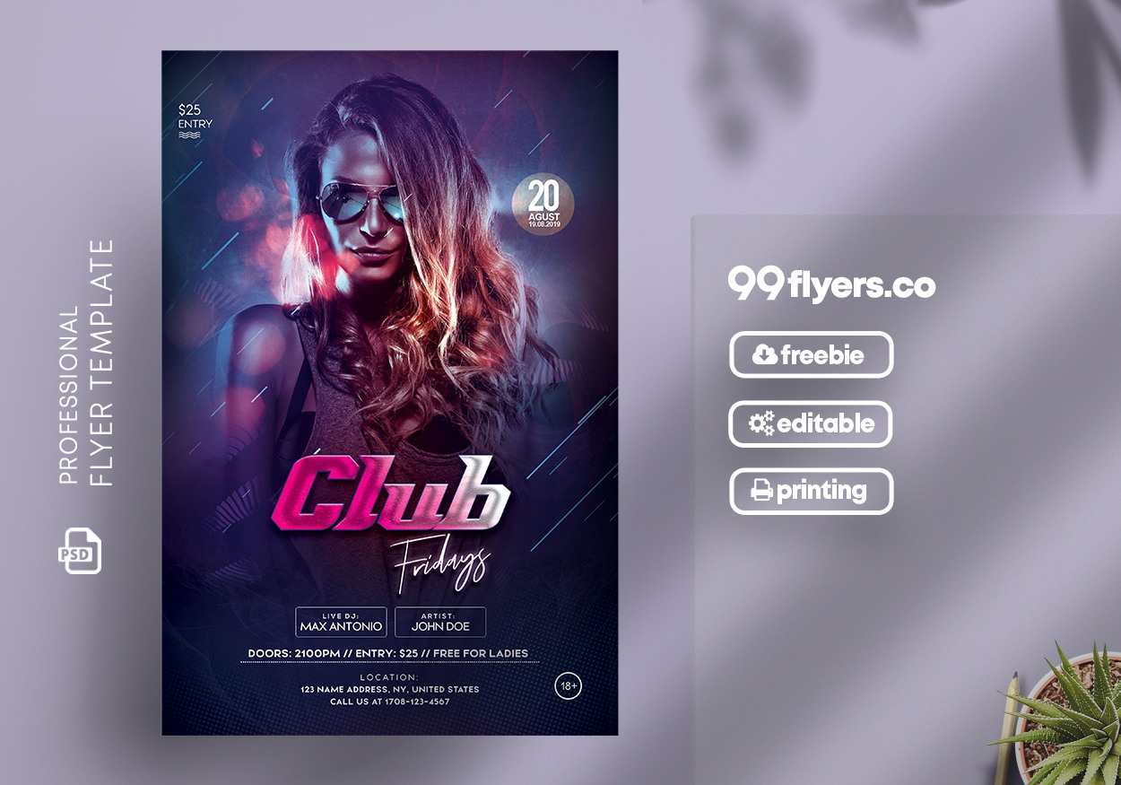 Club Friday Event Free PSD Flyer Template