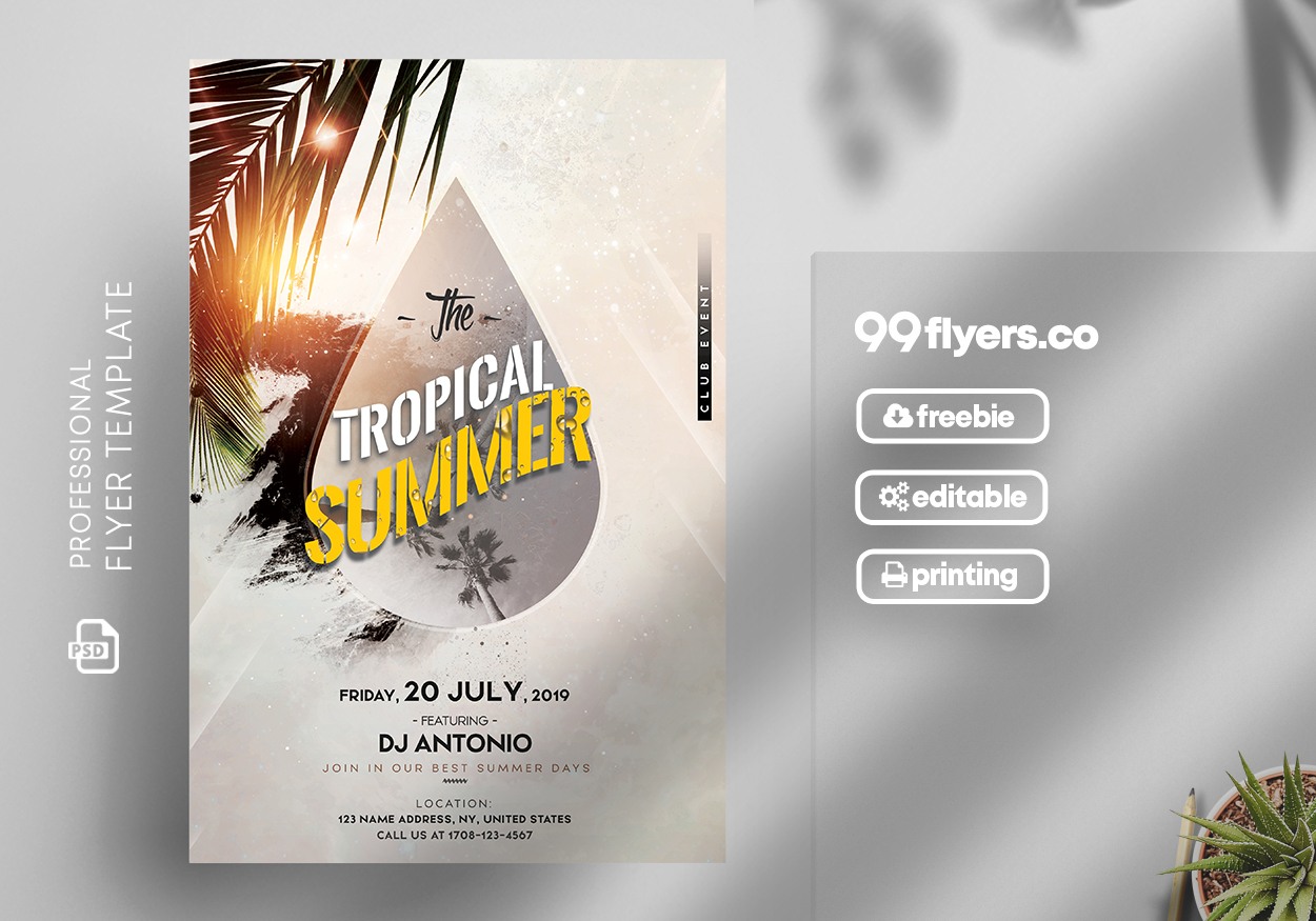 Tropical Beach Party Free PSD Flyer Template
