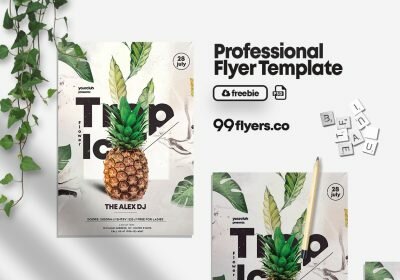 Tropical Flower Party Free PSD Flyer Template