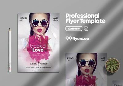Tropical Love Party Free PSD Flyer Template