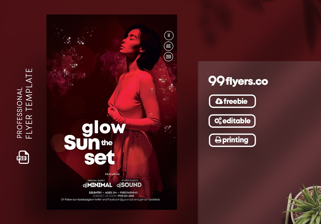 Glow the Sunset Party Free PSD Flyer Template