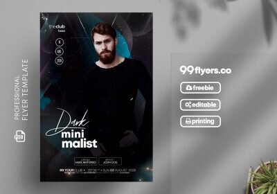 Minimalist Dark Party Free PSD Flyer Template