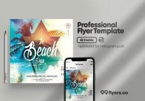 Summer Beach Party PSD Free Flyer Template