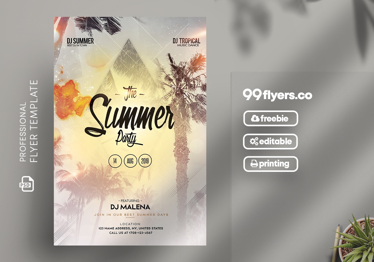 Summer Event Party Free PSD Flyer Template