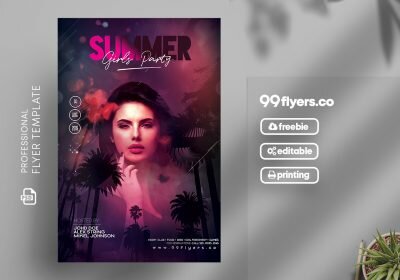 Summer Girls Party Free PSD Flyer Template