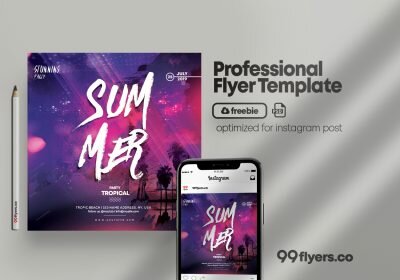 The Summer Party Free PSD Flyer Template