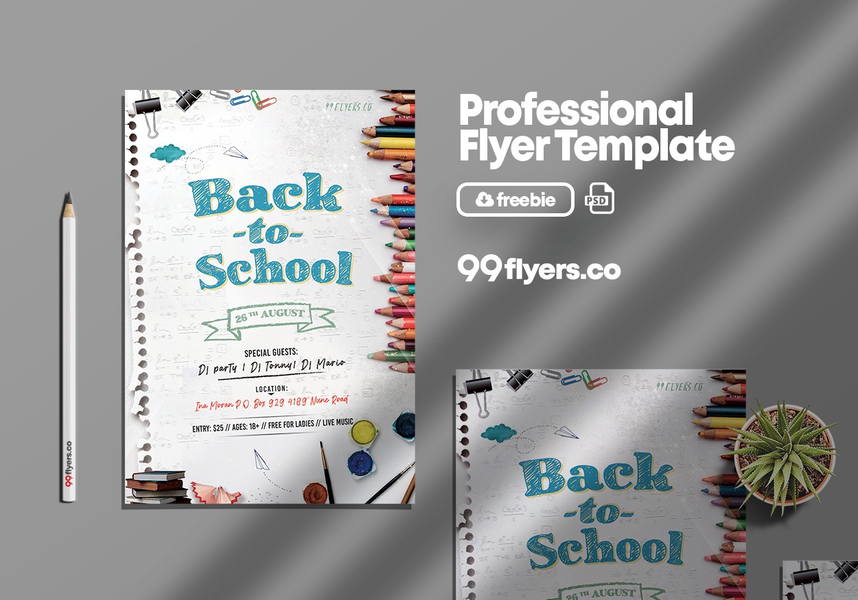 Back To School Event Flyer Free PSD Template