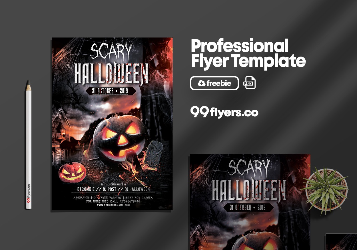 Scary Halloween Party Free PSD Flyer Template