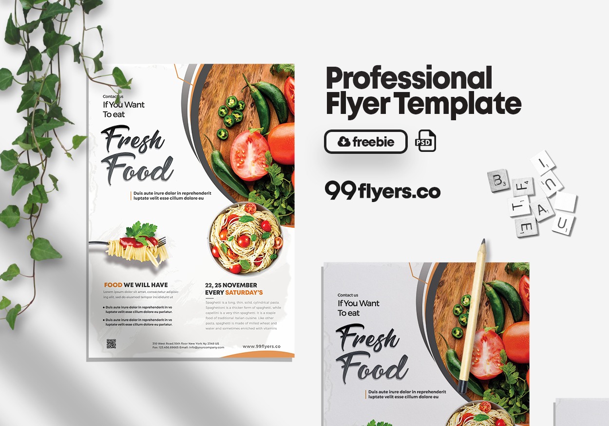 Fresh Food - Restaurant Free PSD Flyer Template