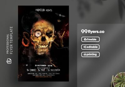 Scary Halloween Flyer Free PSD Template