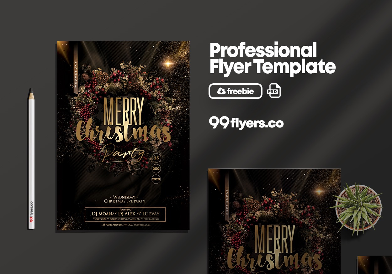 X-Mas Party Flyer Free PSD Template
