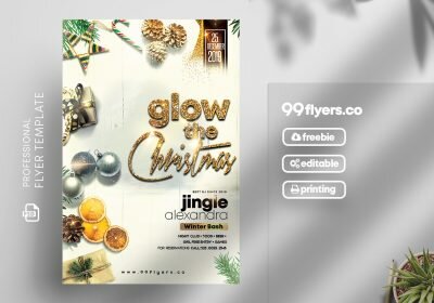Christmas Glow Party Flyer Free PSD Template