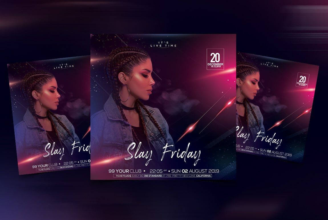 Slay Friday Party Free PSD Flyer Template