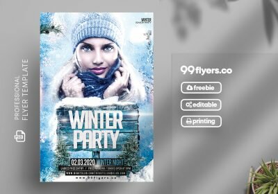Winter Party Flyer - Free PSD Template