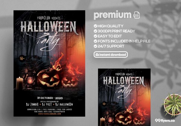 Halloween Party PSD Flyer Template