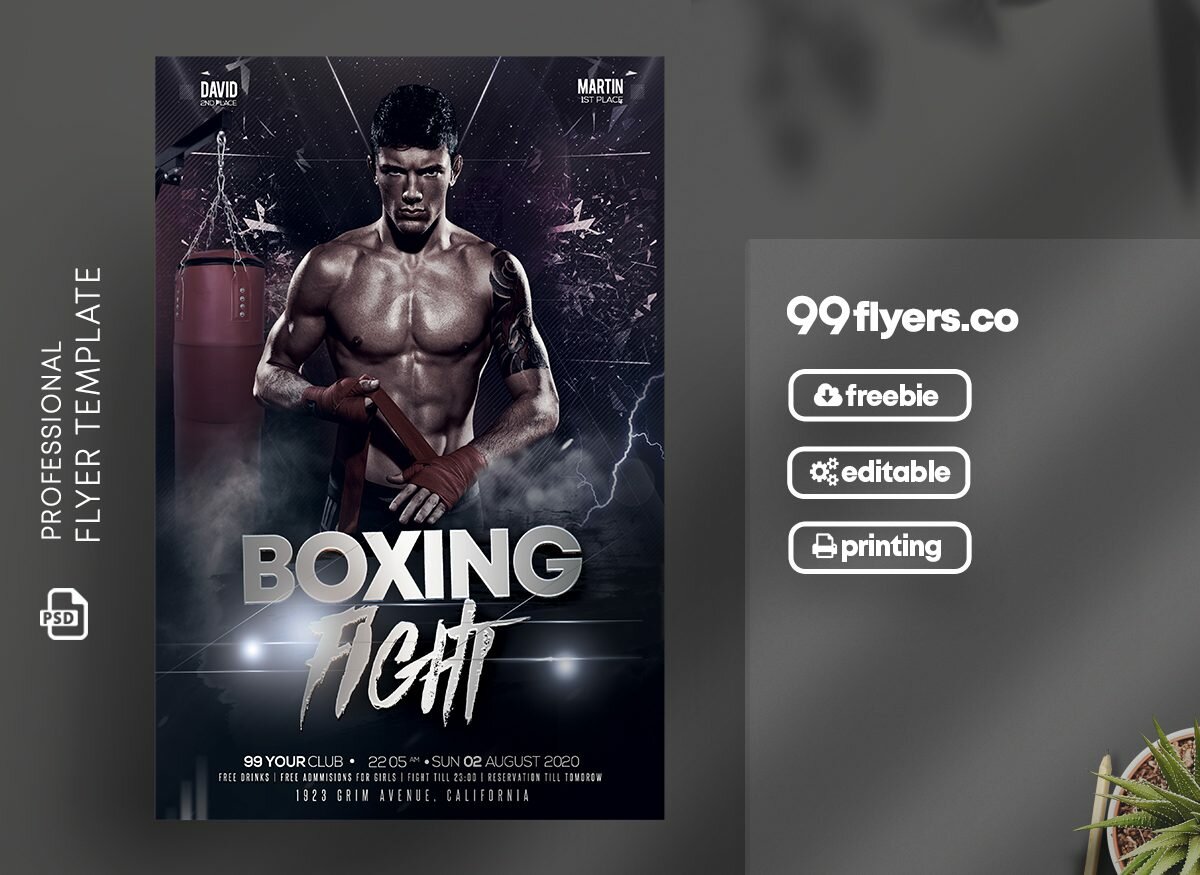 Boxing Tournament Free PSD Flyer Template