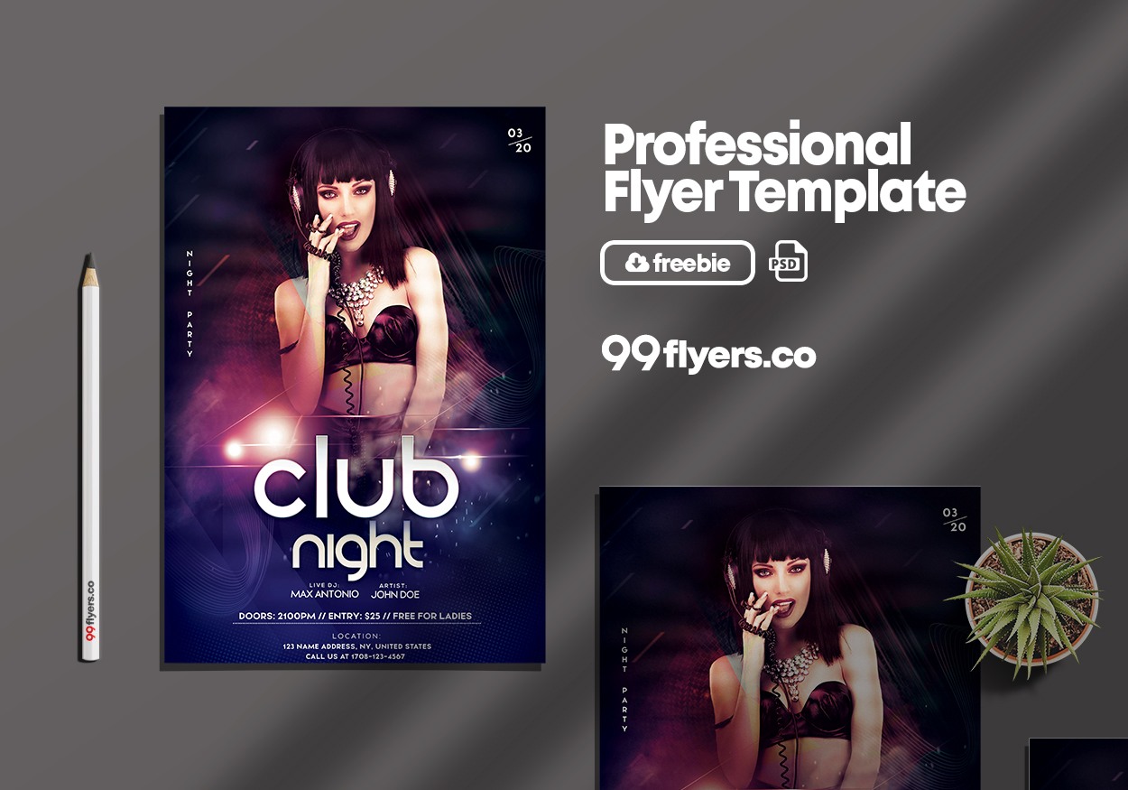 DJ Flyer Party Free PSD Template