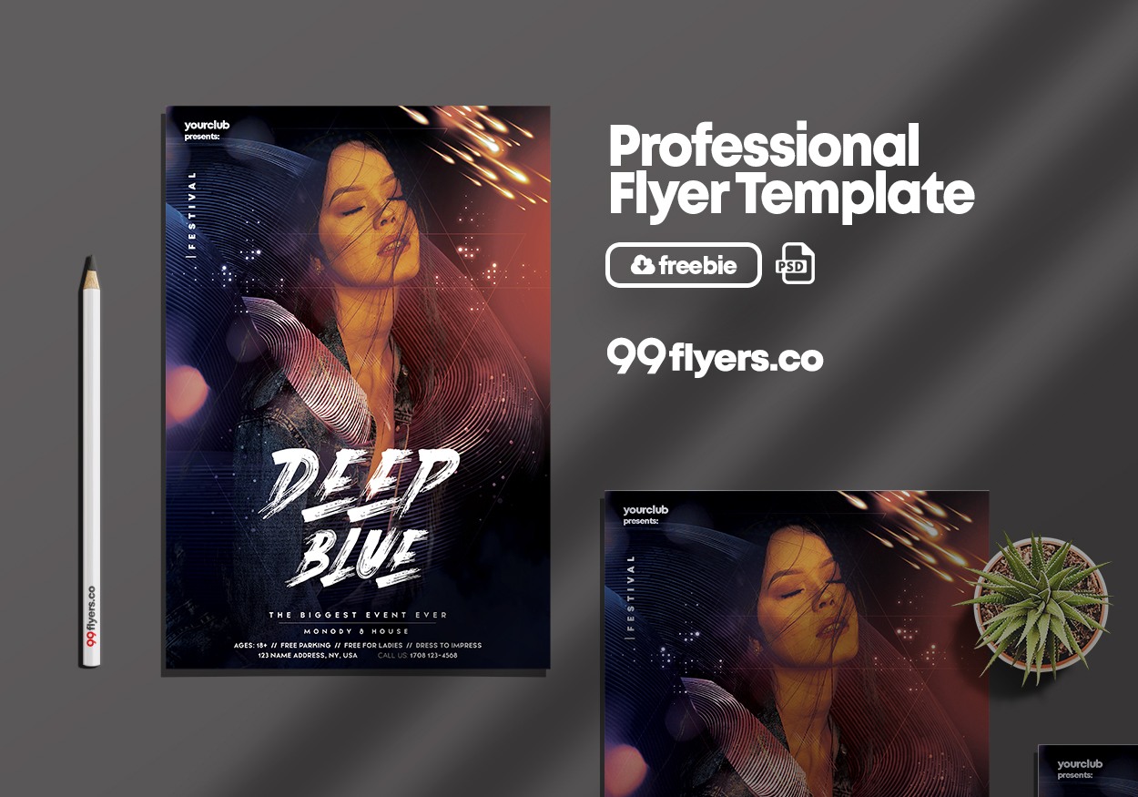 Deep Blue Club Free PSD Flyer Template