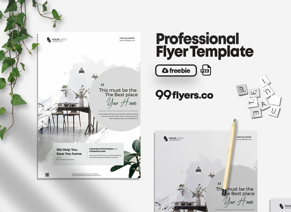 Minimal Interior Promotion Flyer Free PSD Template
