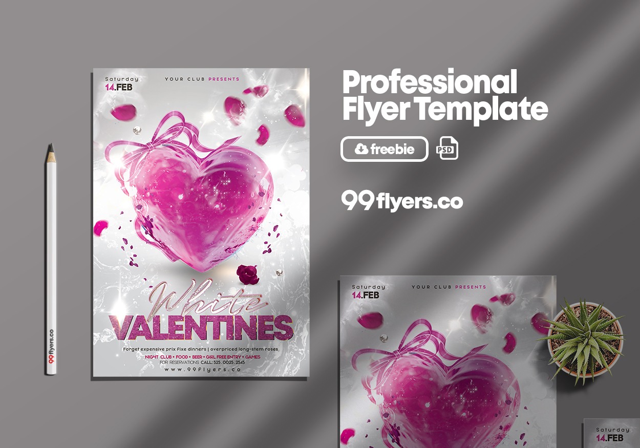 Elegant Valentine's Day PSD Free Flyer Template