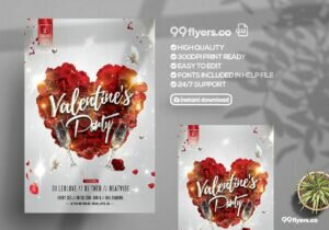 Love Affair Valentine’s Party Free Flyer Template