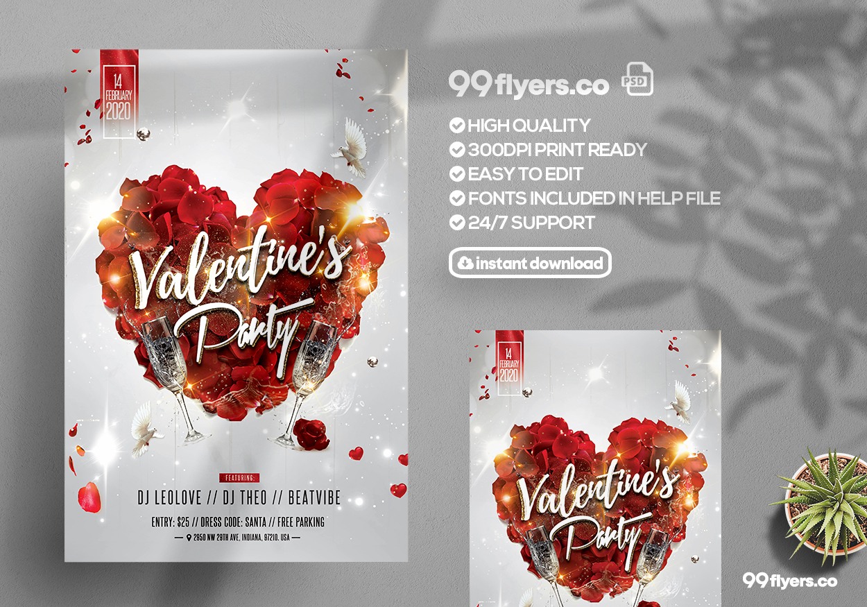 Love Affair Valentine's Party Free Flyer Template