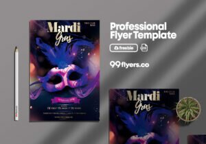 Mardi Gras Celebration Free PSD Flyer Template