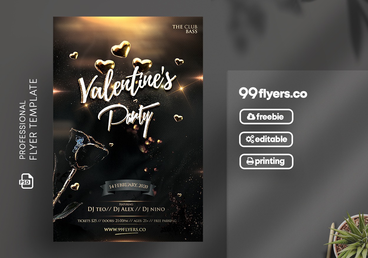 Valentine's Celebration Party Free PSD Flyer Template