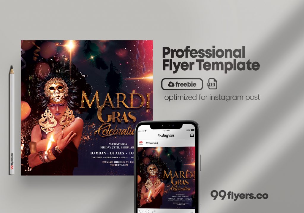 masquerade party flyer template free psd