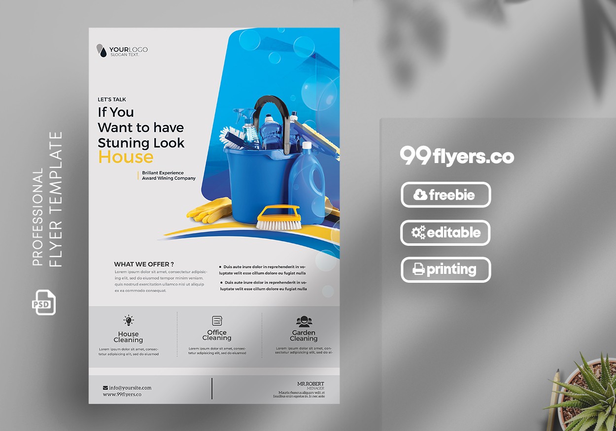 Free cleaning service flyer template psd