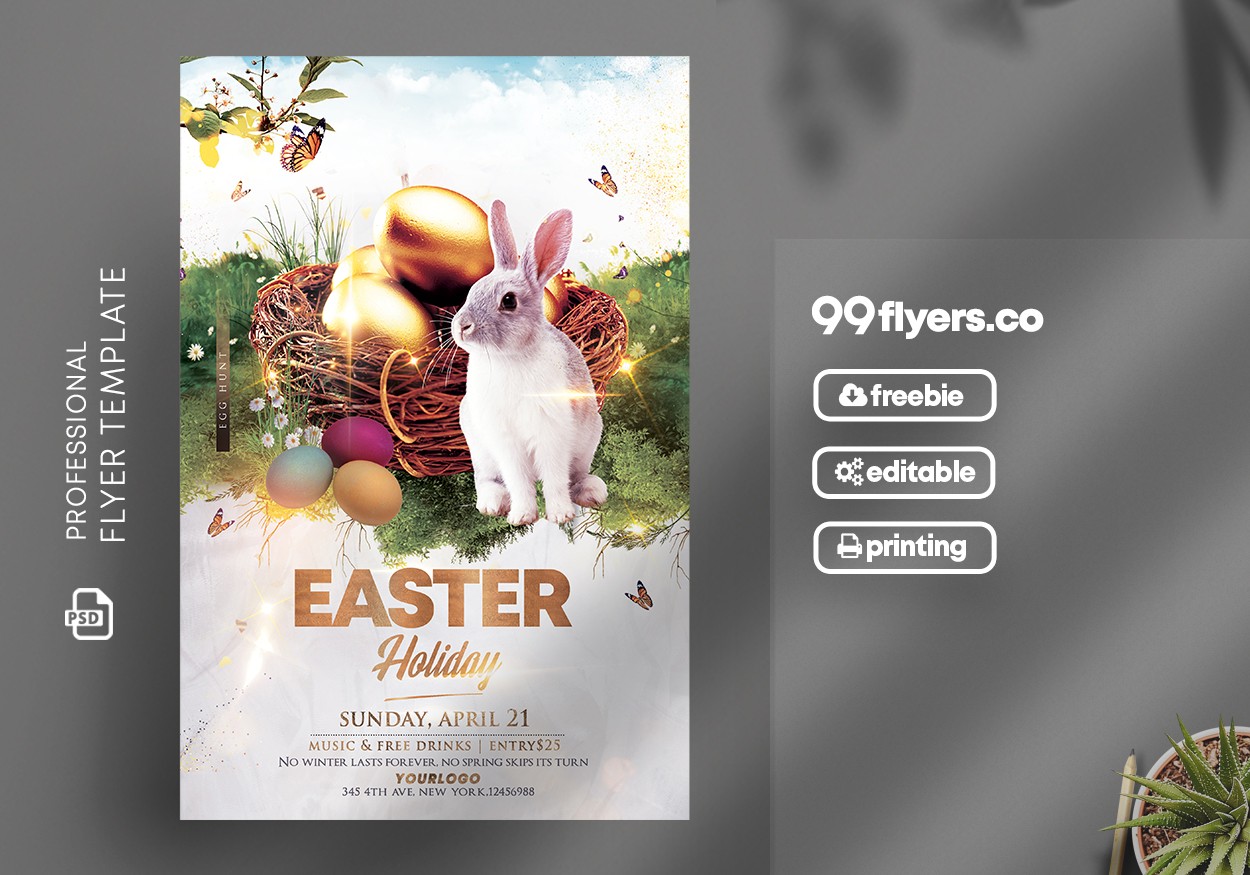 Happy Easter Event Flyer Free PSD Template