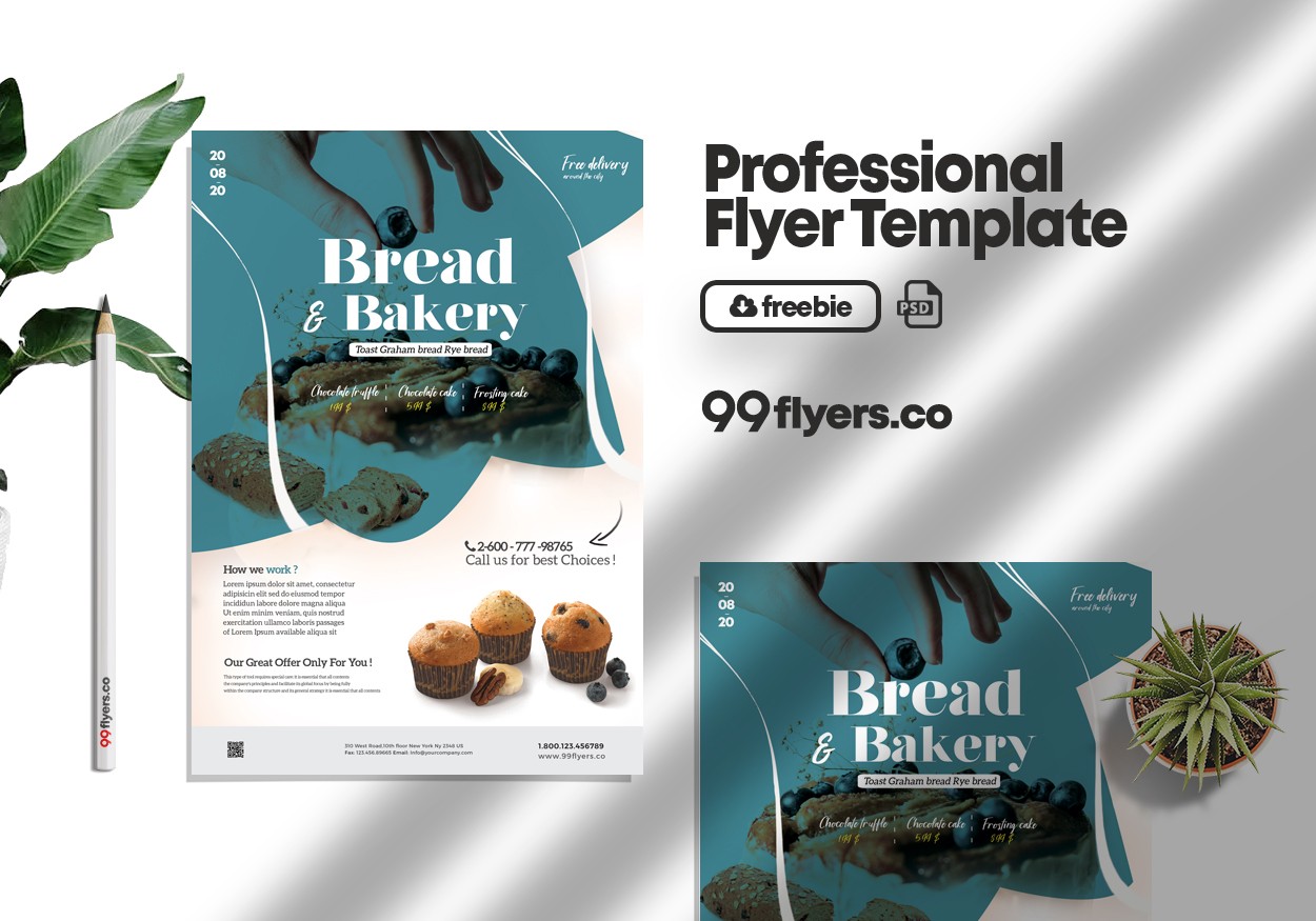 Bakery & Cupcake Flyer Free PSD Template