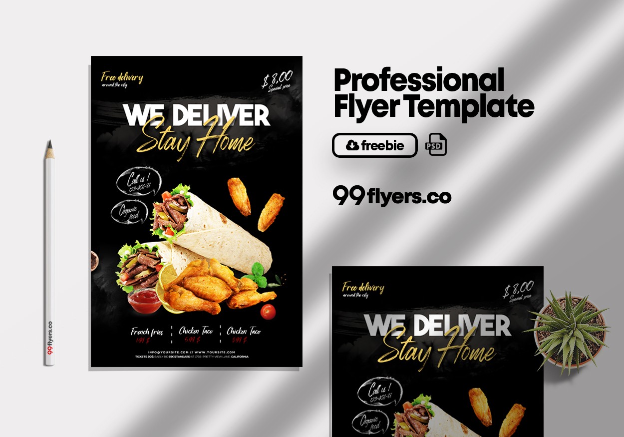 Home Delivery Food Flyer Free PSD Template