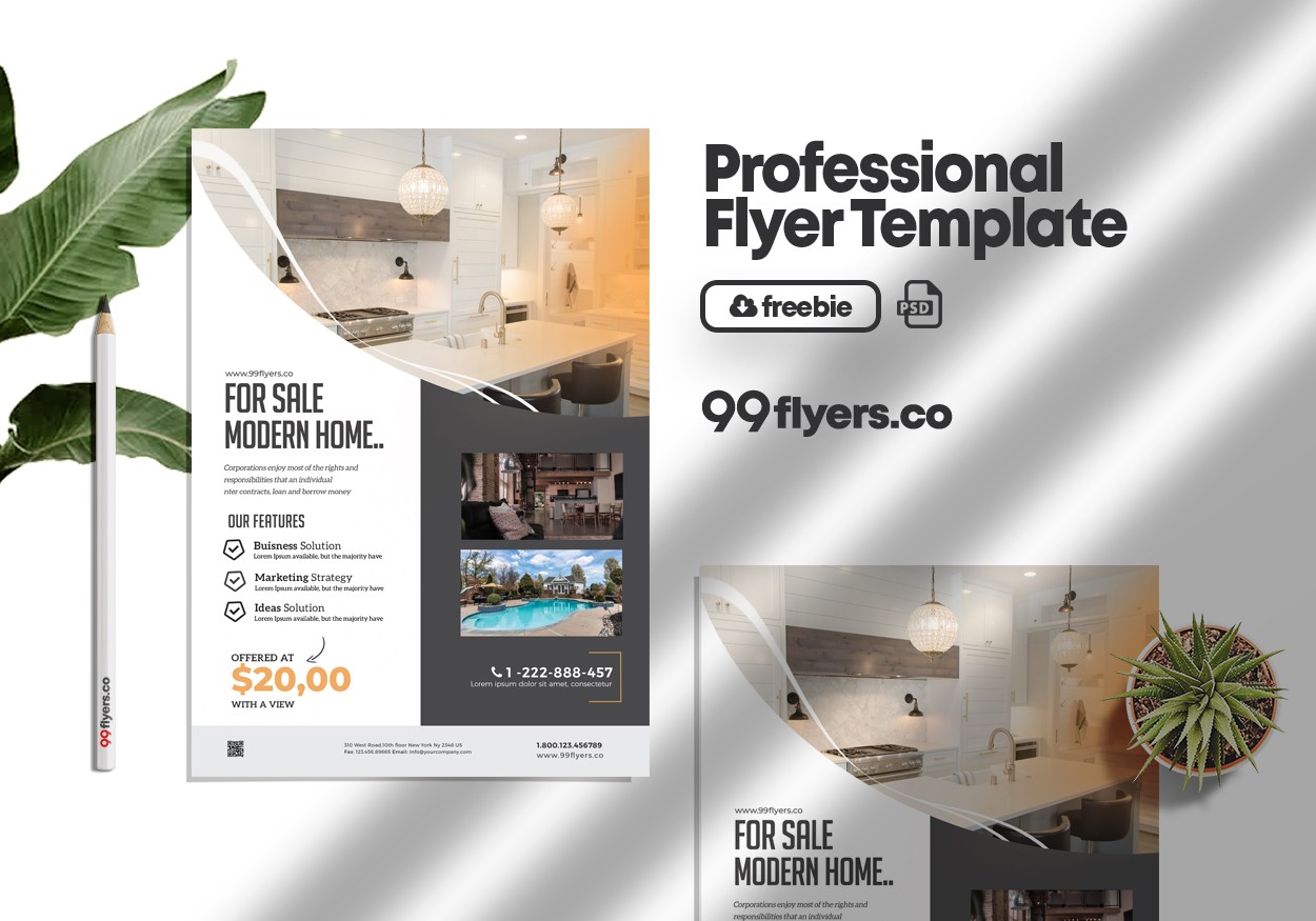 Modern Real Estate Flyer Free PSD Template