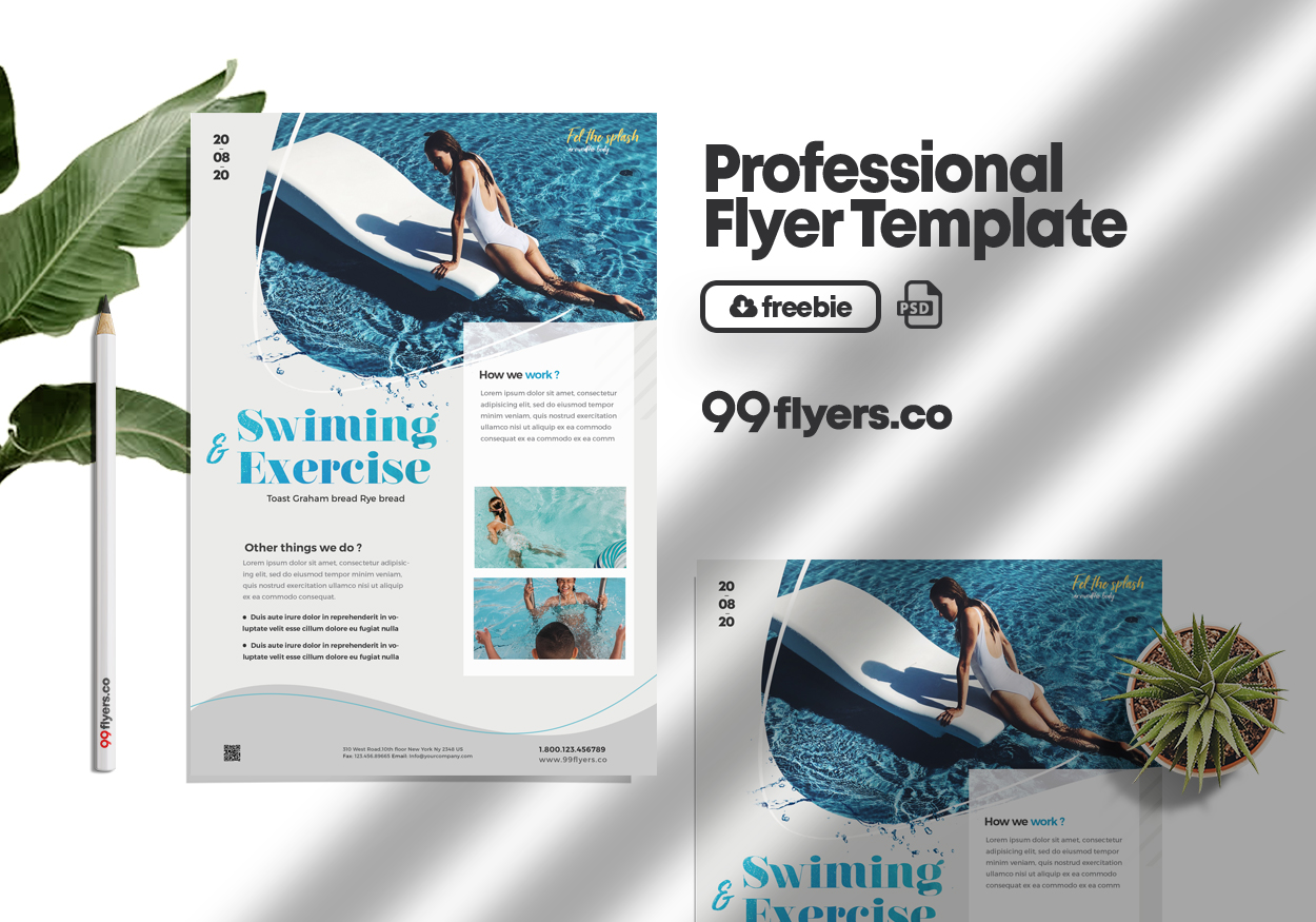 Swimming Lessons Flyer Free PSD Template