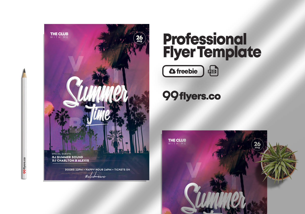 Hello Summer Party Free PSD Flyer Template