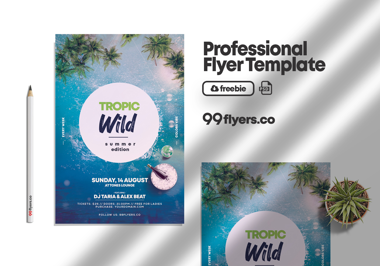 Wild Summer Party Free PSD Flyer Template