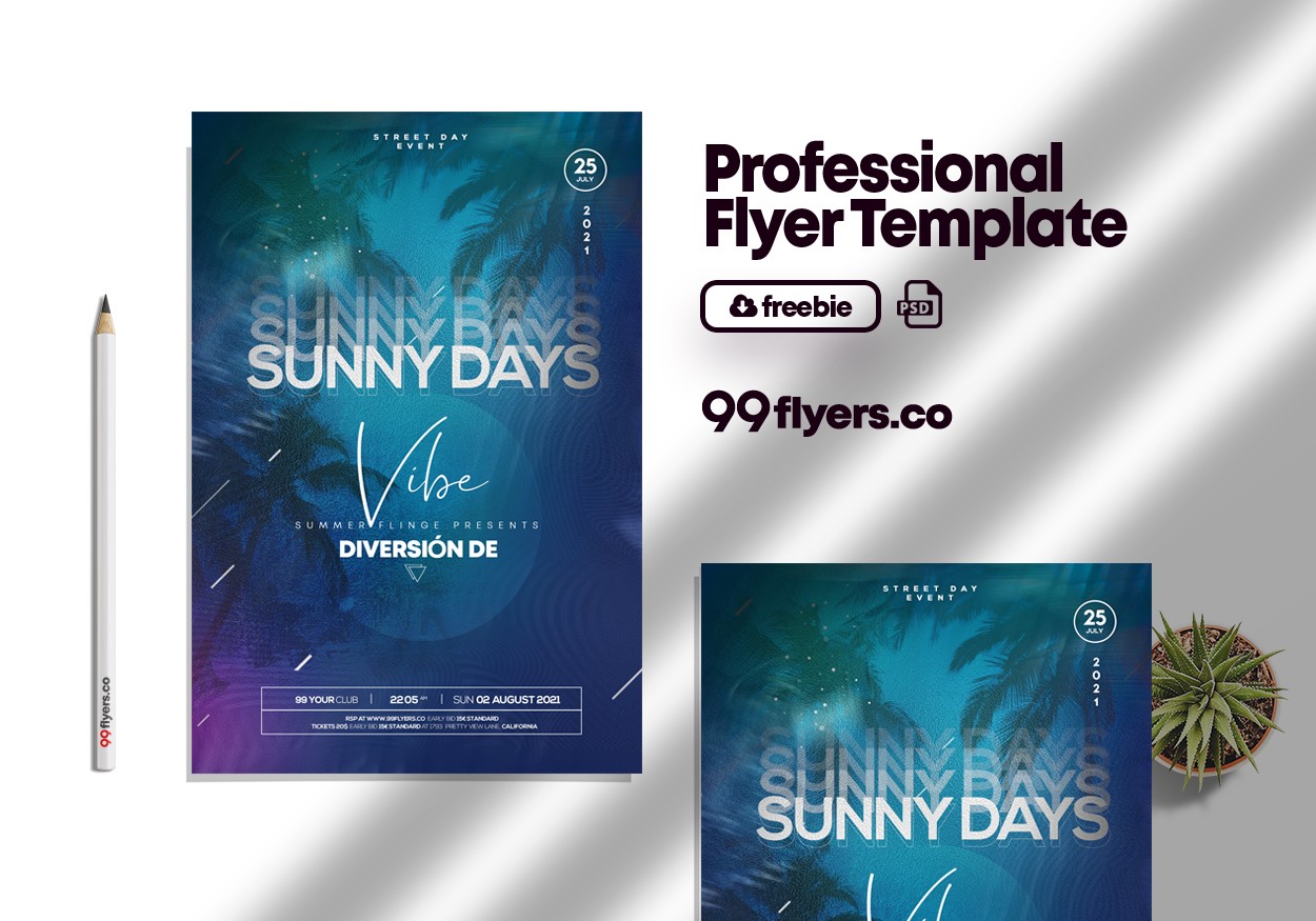 Sunny Days Event Flyer Free PSD Template