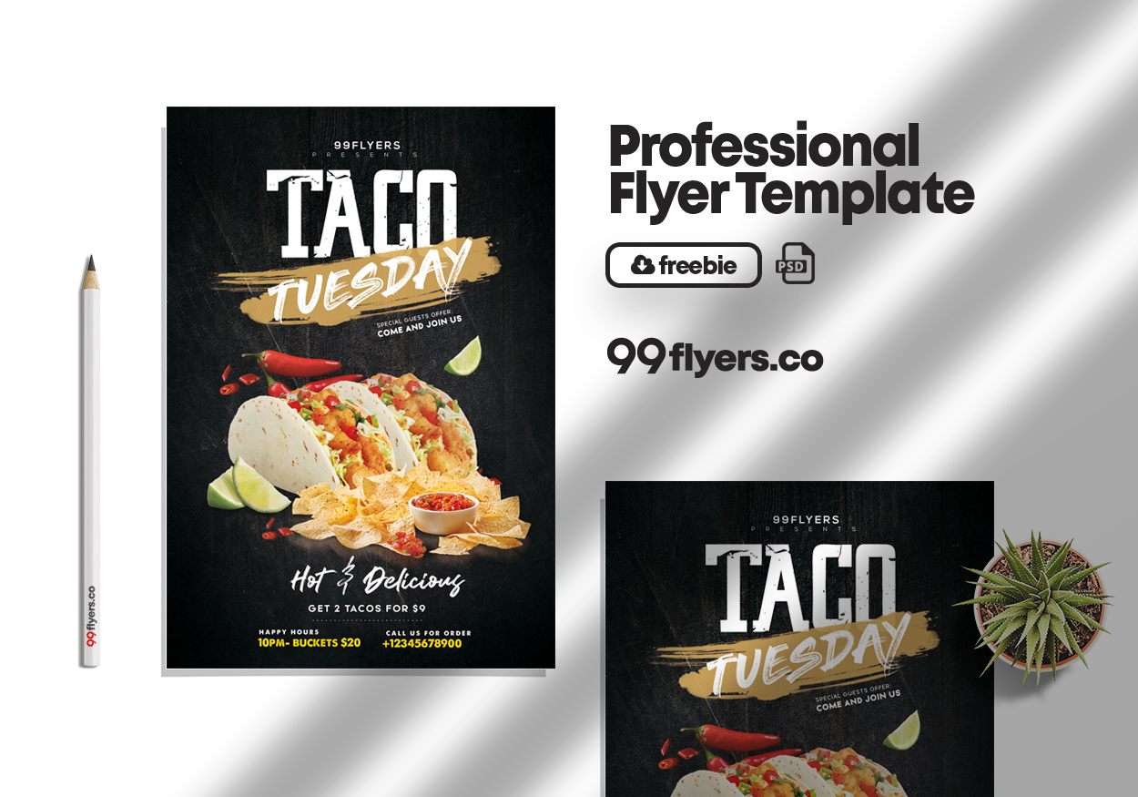 Taco Tuesday Party Flyer Free PSD Template