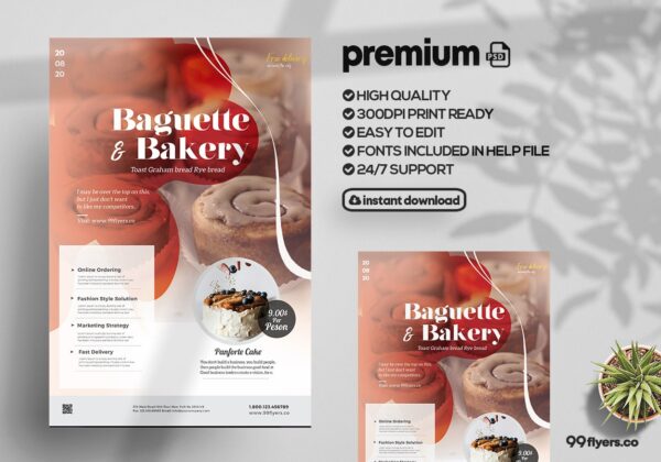 Bakery & Cupcake Shop - PSD Flyer Template