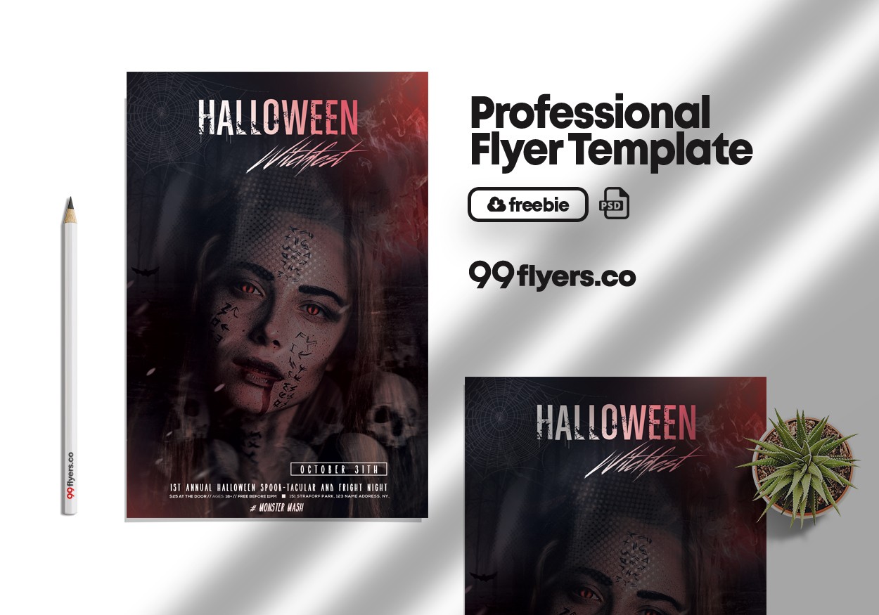 Halloween Witchfest Party Flyer Free PSD Template