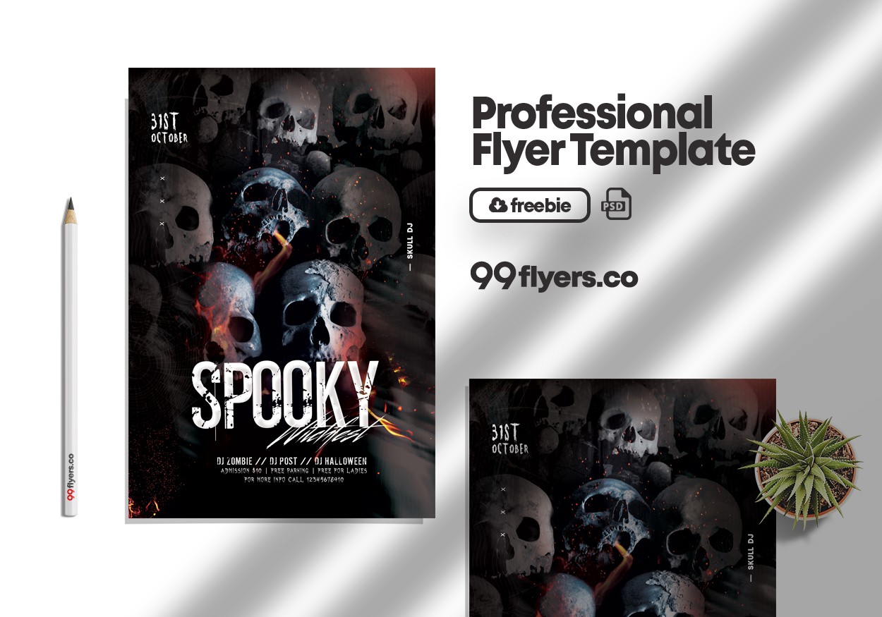 Party or Die Halloween Flyer Free PSD Template