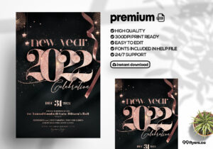 NYE Eve 2021 Rose Gold Flyer Template (PSD)
