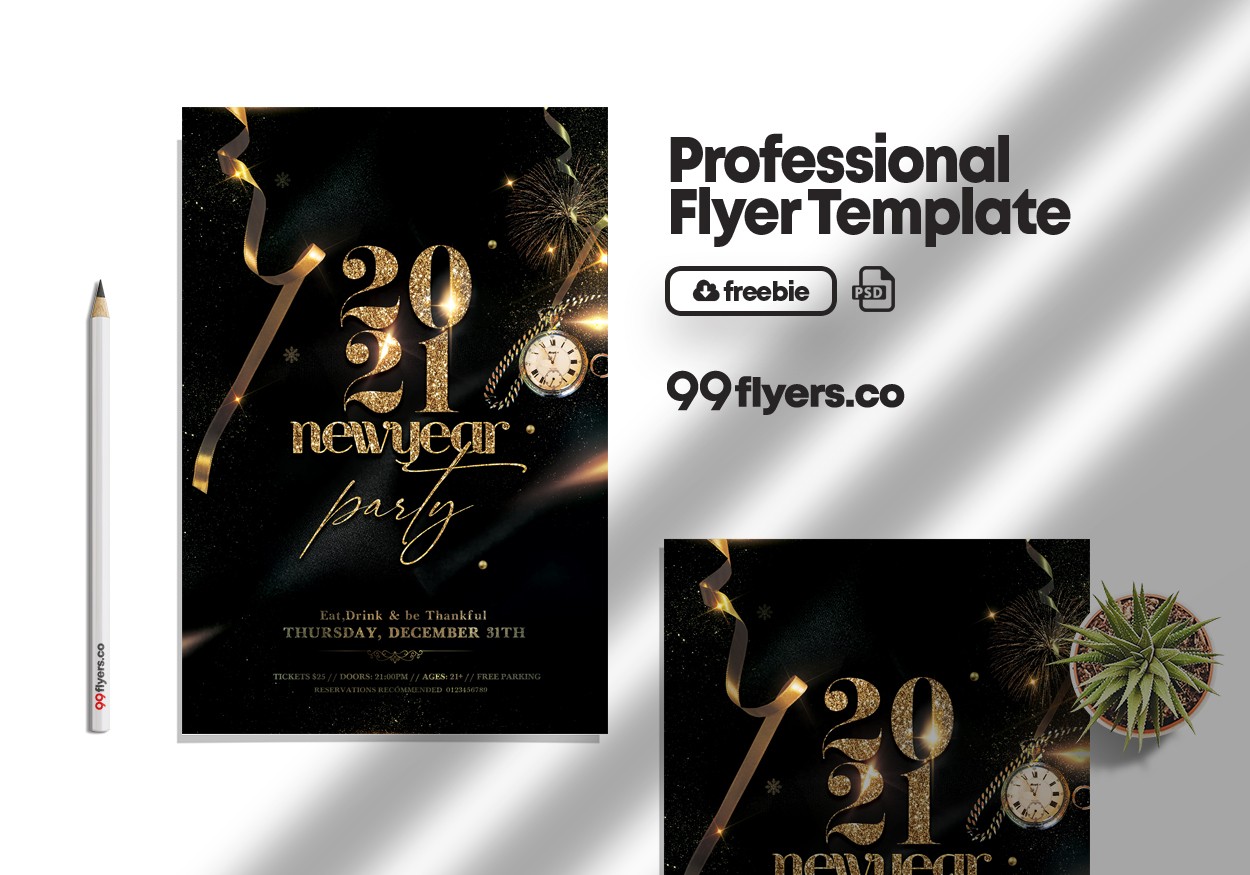 New Years Eve Event Flyer Free PSD Template