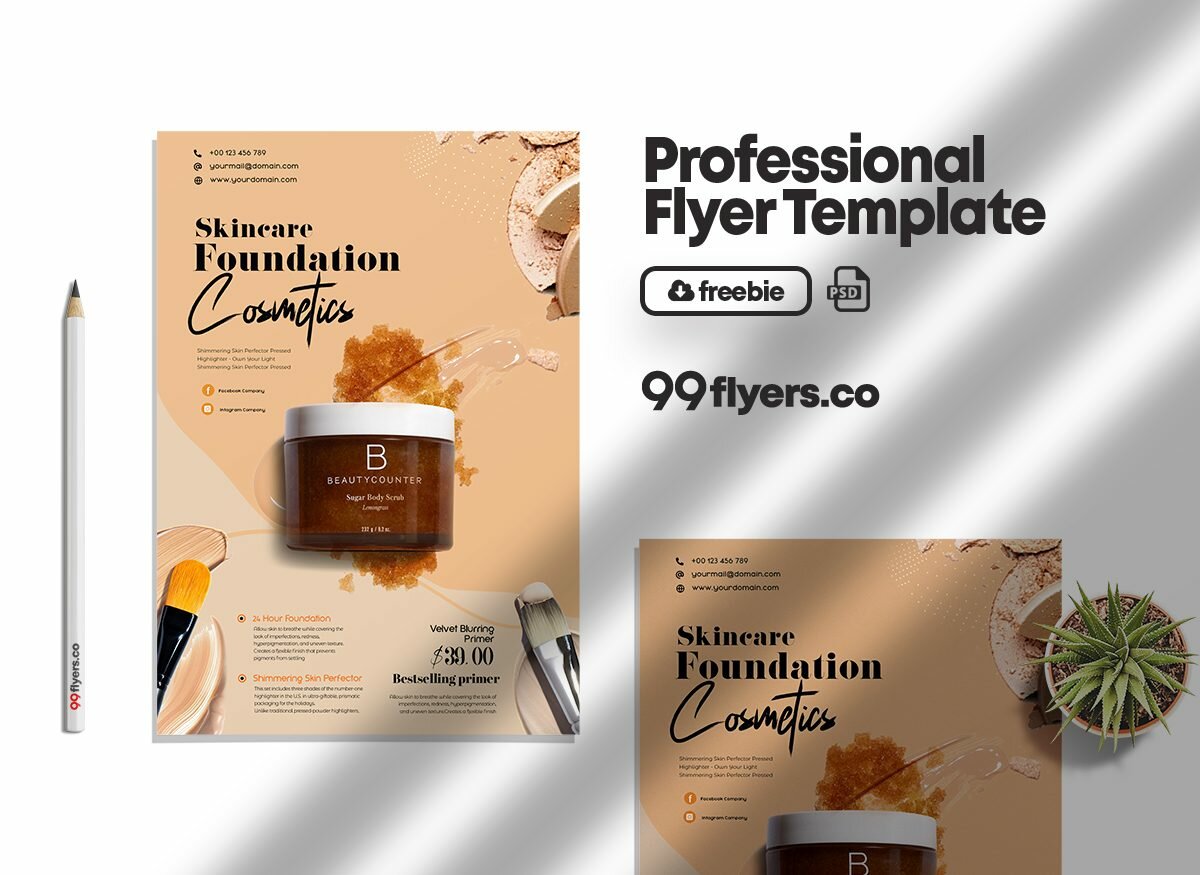 Beauty Care Products Free PSD Flyer Template