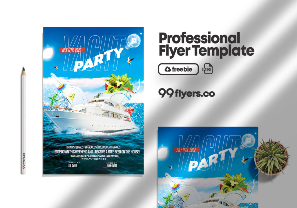 yacht party flyer template free download