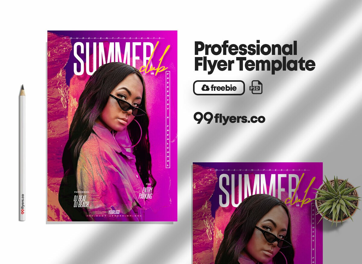 Club & Summer Night Free PSD Flyer Template