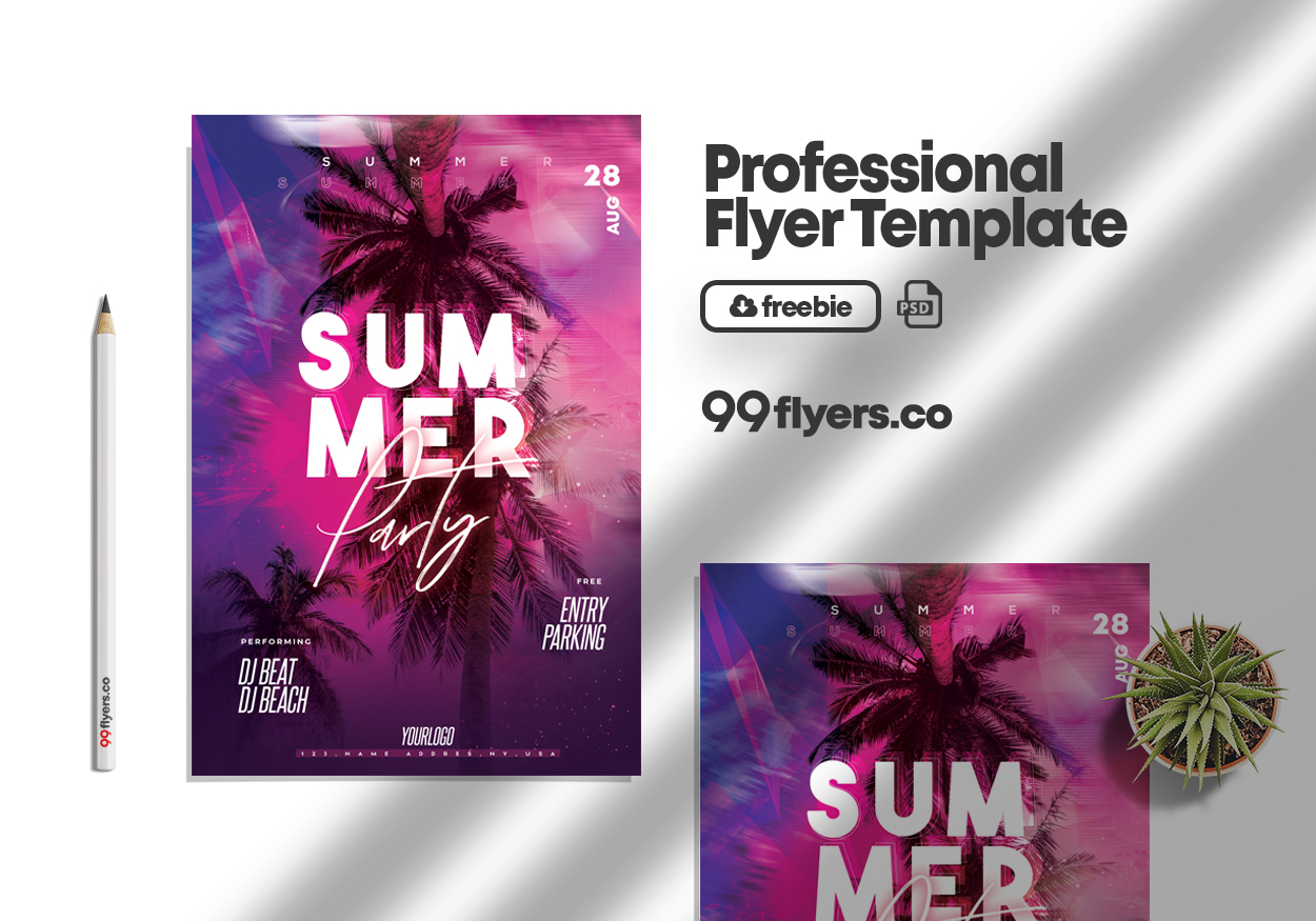 Tropical Vibes Flyer Free PSD Template