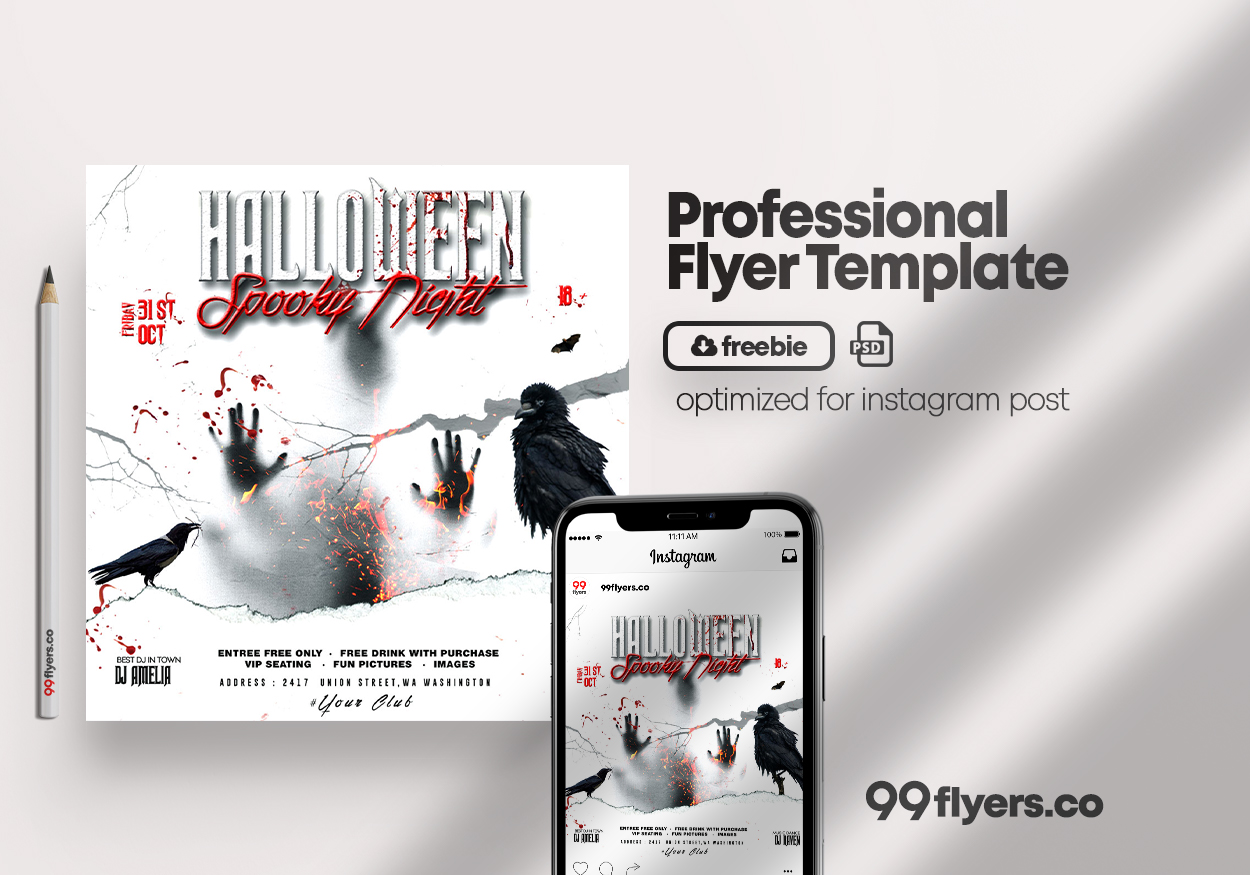 Fright Halloween Night Free PSD Flyer Template